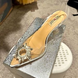 Clear Crystal Rhinestones Slingback Heels
